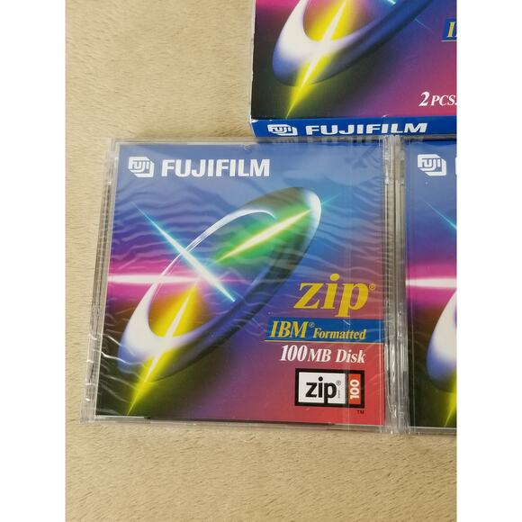 Fujifilm 100mb Disk BM Formatted Zip Disk New Sealed 4 pcs Vintage - Picture 5 of 11